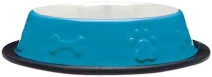 Proselect Embossed Stainless Steel Non Skid Bowl, 8-Ounce, Blue