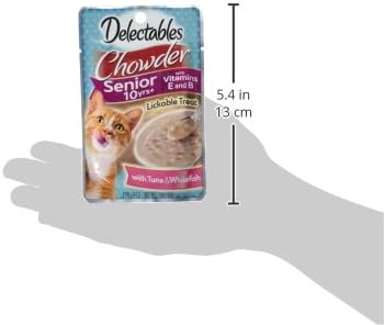 Delectables Hartz Chowder Lickable Wet Cat Treats for Senior Cats,Tuna & Whitefish,1.4 Ounce(Packaging May Vary),(Pack of 24)
