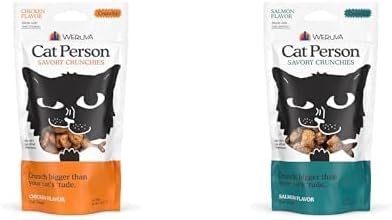 Bundle of Cat Person Savory Crunchies Cat Treats, Chicken + Salmon, (1) 2oz Bag of Each Flavor