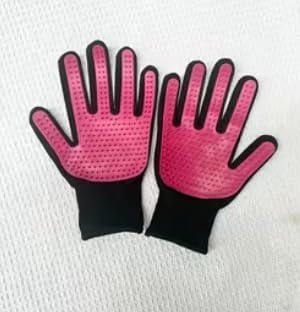 180 Nail Pet Cleaning Supplies Hair Removal Brush Rolled Cat Gloves True Bath Massage Comb Pet Gloves (1 Pair) (Purple)