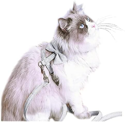 Cat Leash and Harness Set, Cat Harness Escape Proof Ddzmz Soft Mesh Breathable Adjustable Cat Vest Pet Harnesses for Walking Escape Proof Grey Color L Size for Pet Cat Kitten Puppy Rabbit Ferret(1Pack