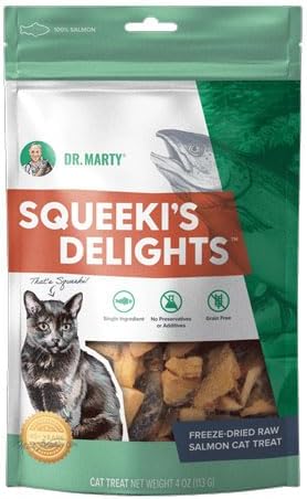 Dr. Marty Squeeki's Delights 100% Freeze-Dried Raw Salmon Cat Treats 4 oz