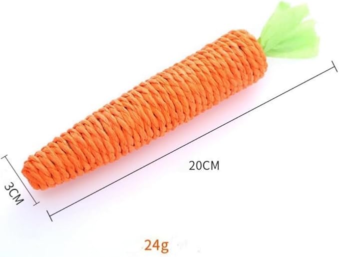 2 Pcs Orange Natural Interactive Sisal Carrot Cat Toys,Cat Dental Chew Toy Kitten Teething Toys for Indoor Cats Interactive Toys