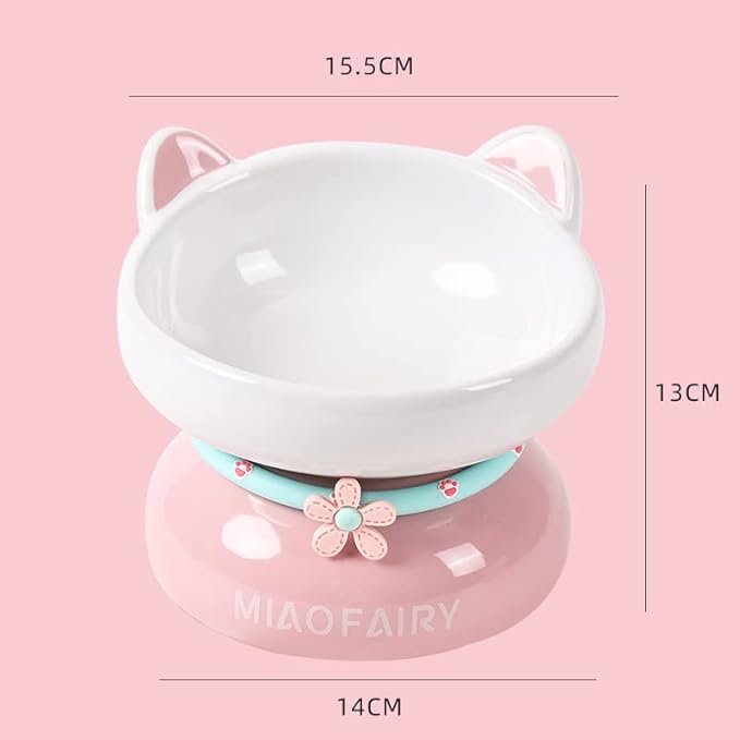 Ceramic cat Bowl pet Bowl Feeder Dog Bowl Cervical Spine Oblique Rice Bowl Single Bowl Anti-tip pet Supplies Pink