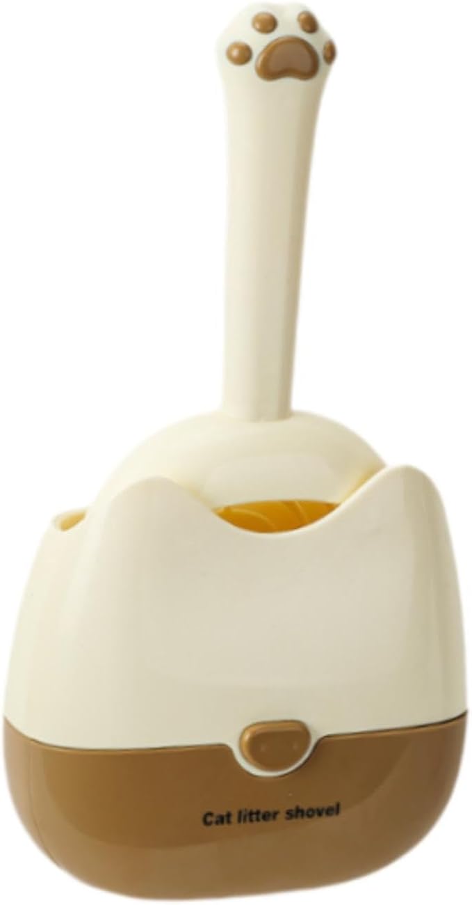 Cat Litter Scooper with Holder Modern Convenient Comfortable Wide Basket Sifter for Living Room Litter Box- Yellow