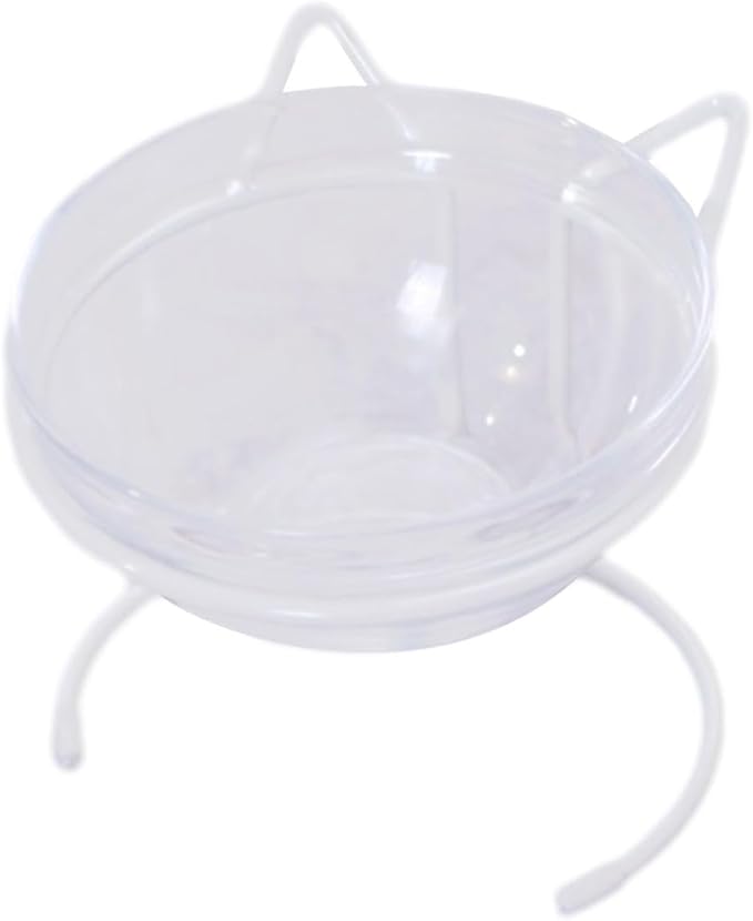 Elevated Cat Feeder Bowl Dish Iron Rack Stable Base Sturdy Simple Cleaning Accessory Detachable Minimalist for Indoor Cats, Single Bowl White