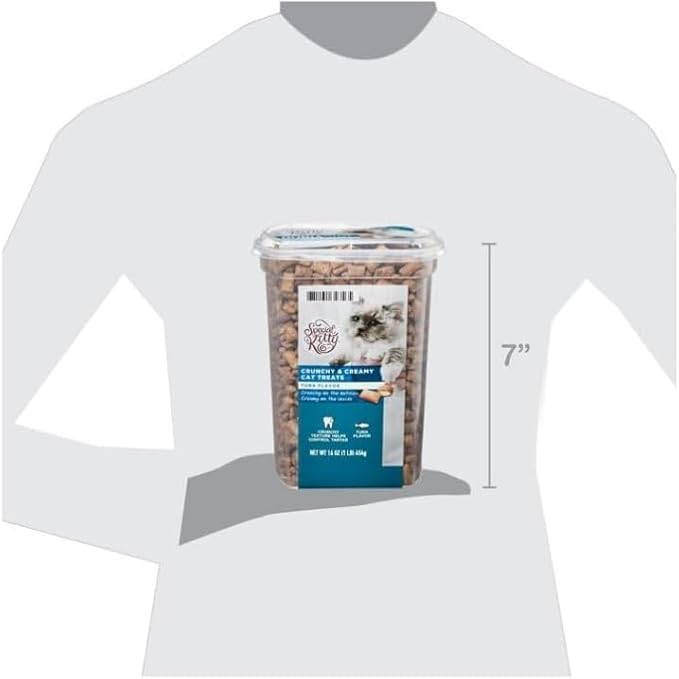 Crunchy & Creamy Tuna Flavor Cat Treats ~ 16 Oz ~ Formulated to Meet The Nutritional Standards for All Life Stages, Helps Clean Teeth and Prevent Tartar Buildup ~ (1 Pack)