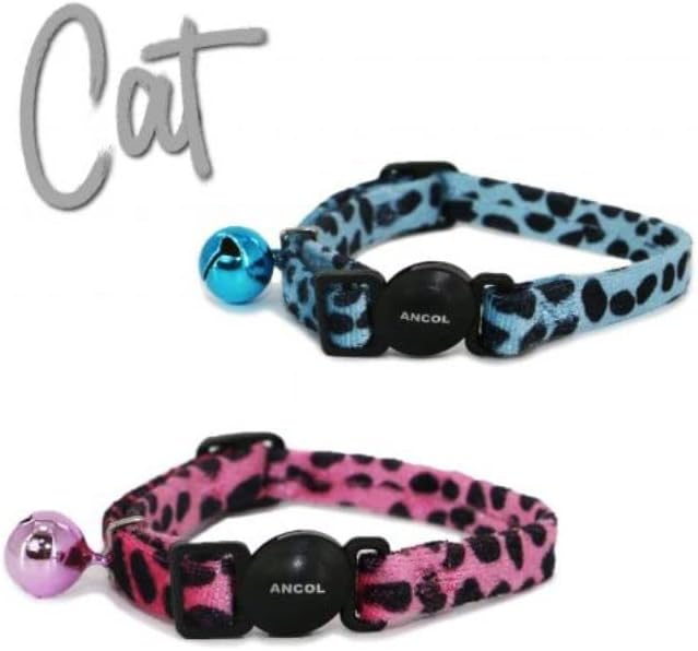 Ancol Safety Cat Collar in Turquoise Leopard Print - Comfortable Pet Accessory with Break Away Buckle - Kitten Training Walking Neckband