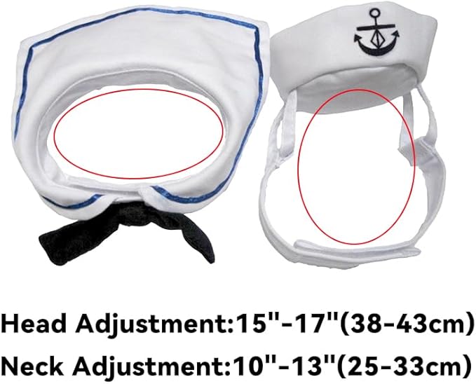 NAMSAN Pet Sailor Costume for Cats Small Dogs, Cat Halloween Costumes, Small Dog Sailor Outfit, Cat Sailors Hat with Tie Collar, Pet Navy Costume for Kitten Puppy Statue Decoration