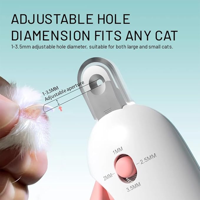 2 Pack Cat Nail Clipper with Light,Adjustable Nail Trimmer,Nail Clipper for Cats and Dogs with Catcher,Safe Cat Claw Clippers for Indoor Cats,Professional Cat Nail Trimming Supplies & Grooming Kit
