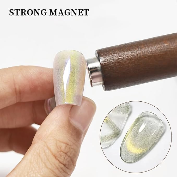 BORN PRETTY 3-in-1 Cat Magnetic Eye Magnet for Nails,Multi-Function Nail Magnets Round & Square & Flower Cat Magnetic Eye Gel Nail Polish Magnet Pen 3D Magnetics Nails Polish Stick Design Tools(Brown)