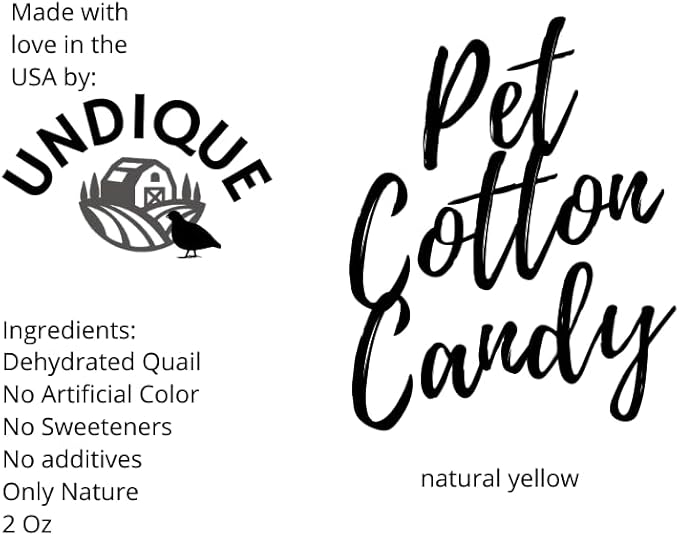 Undique Pet Cotton Candy - All Natural Protein-Rich Fluffy Treat for All Pets, one Ingredient only - Food Topper for picky Eaters or gourmets. Made from Premium Quail Meat