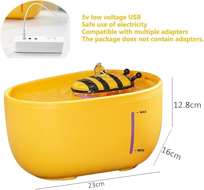 Cat Pet Water Fountain Automatic Drinker for Pet,2L Ultra-Quiet Pet Fountain Water,with Water Level Window&LED Light,Pet Water Dispenser
