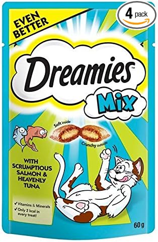 Dreamies Cat Treats with Salmon & Tuna 60g (Pack of 4)