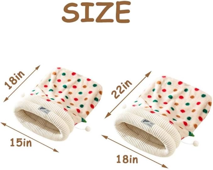 Winter Warming Cat Sleeping Bag,Soft Plush Sleeping Bag for Indoor Cats,Cozy Pet Nest for Cats and Dogs, Portable Calming Pet Nests,Cat Cave Bed Self Warming (Dot, M(18 * 15.5 in))