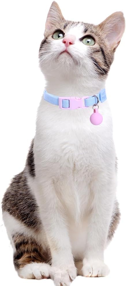 Lamphyface 2 Pack Eastic Cat Collar with Solid-Color Ball Pendant Adjustable Accessory for Cats Puppy Kitten Kitty