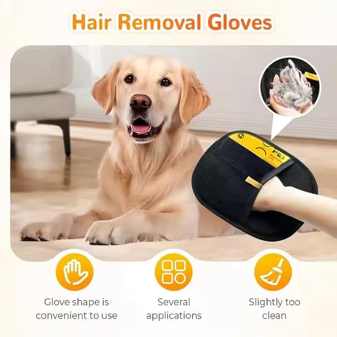 Pet Grooming Gloves 4 Pack (2 Blue & 2 Black) – Deshedding Brush Mitt for Dogs & Cats, Hair Remover, Bath Massage Glove, Reusable Pet Hair Remover for Shedding Fur