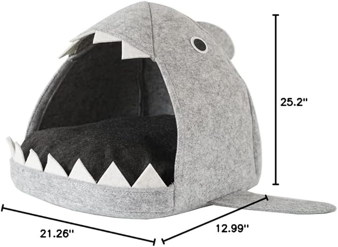 Cat Nest Shark-Shaped Cat Bed Cute and Comfortable Semi-Enclosed Pet Cat House with Removable and Washable Cushions Suitable for Spring and Summer Small Cats and Dogs Pet Sofa Bed