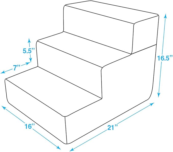 Best Pet Supplies Dog Stairs & Steps - Foam Steps for Small Dogs & Cats, Non-Slip Indoor Balanced Pet Step Support, Dog Ramp, No Assembly, Brown Lattice Print, Foldable 3-Step (16.5-inch Height)