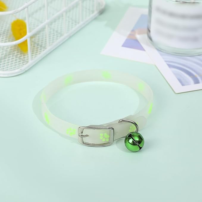 4 Pcs Colorful Silicone Pet Collars Breakaway Cat Collars Adjustable Kitten Collars Lightweight Buckle Dog Collars Soft Colorful Pet Collars Cute Puppy Dog Collars with Bells
