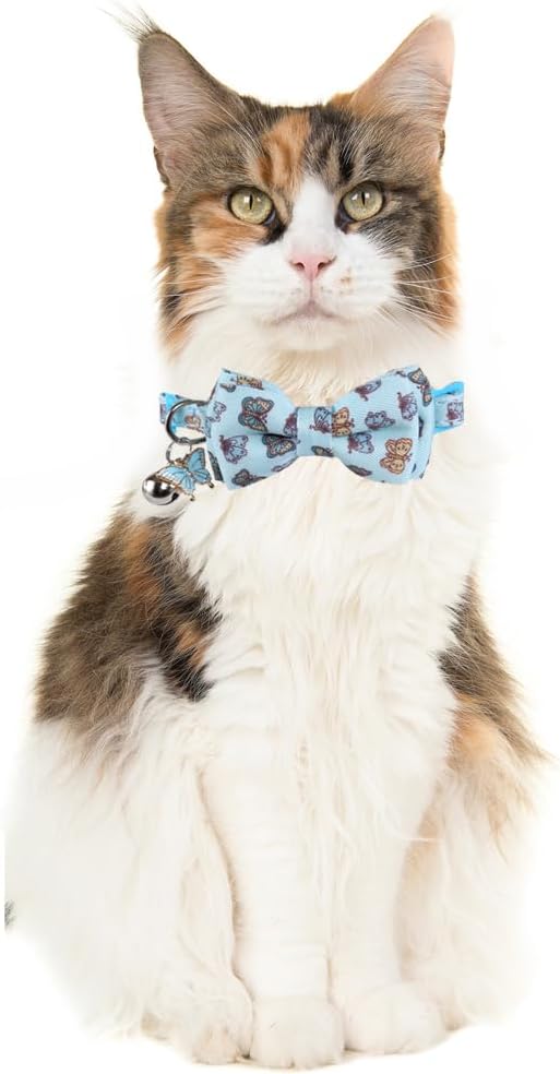 Cat Collar Breakaway with Cute Bow Tie and Bell Accessories for Kitty Adjustable Safety