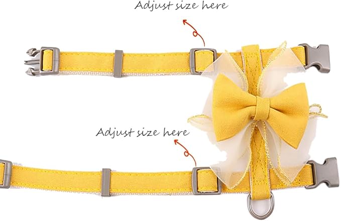 Adjustable Cat Harness with Leash and Bow-Tie, for Small to Medium Cats, Pink (Orange, M)