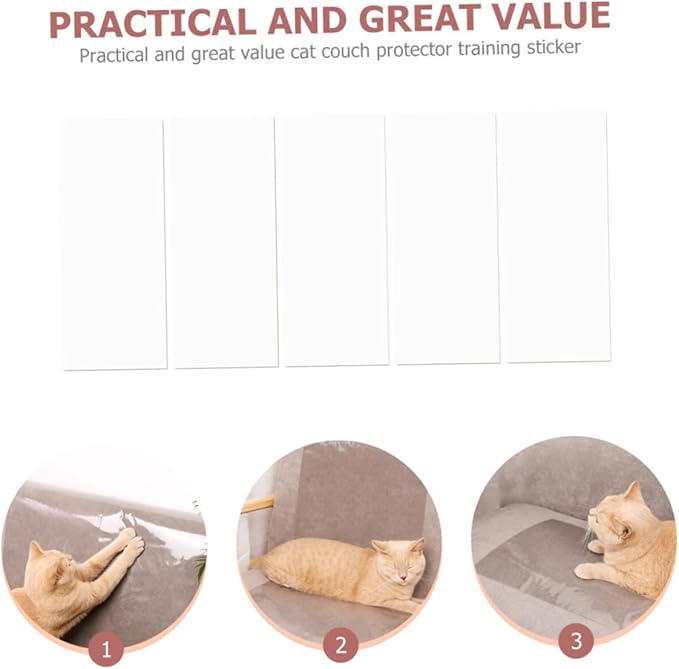 Kisangel 5pcs Cat Scratching Furniture Protector Patches Flexible Couch Covers to Prevent Cat Damage Easy to Cut and Apply for Sofas Chairs and Beds and Non-Sticky Design