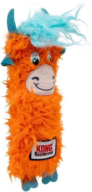 KONG Kickeroo Highland Cow Cat Toy – Plush Catnip Toy with Crinkle Sound & Fluffy Tail – Assorted Colors (2 Pack)