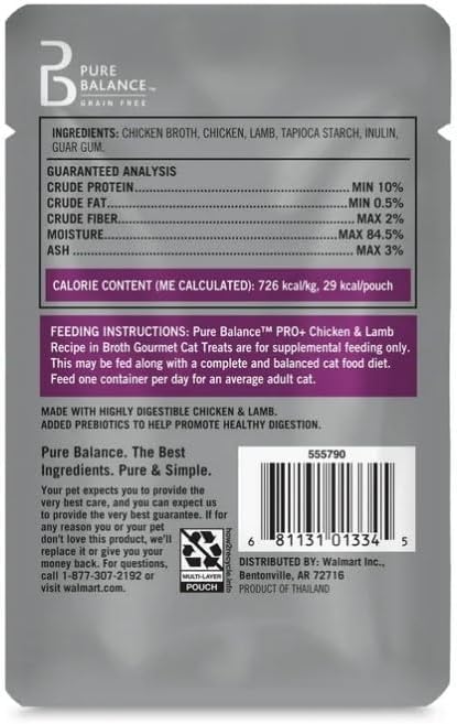 (4 Count) ~ Pure~Balance Pro+ Sensitive Stomach Chicken & Lamb Recipe in Broth, 1.4 Oz.