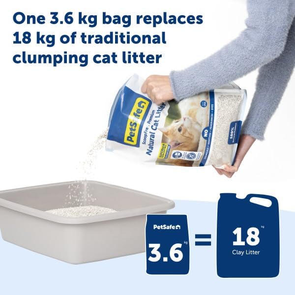 PetSafe ScoopFree Premium Natural Cat Litter, 100% Natural Non-Clumping Cat Litter, 30+ Day Odor Control, No Chemicals, Additives, Dyes or Fragrances, Use with Any Litter Box (8 lb Bag)