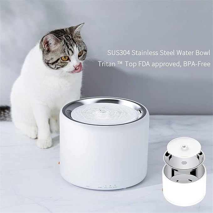 GeRRiT Automatic Cats Water Fountain Drinking Stainless Steel Pet Water Fountain Charging Cats Drinking Dispenser Bowl pet Water Dispenser
