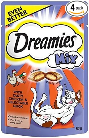 Dreamies Mix Cat Treats Chicken & Duck 60g (Pack of 4)