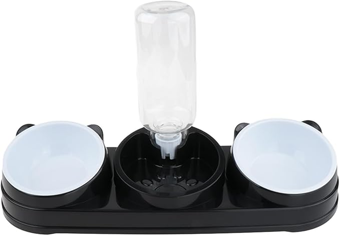 Elevated Double Bowl Pet Feeders with Automatic Water Dispenser Antislip Base for Dog Cats Daily Feeding Watering Supply