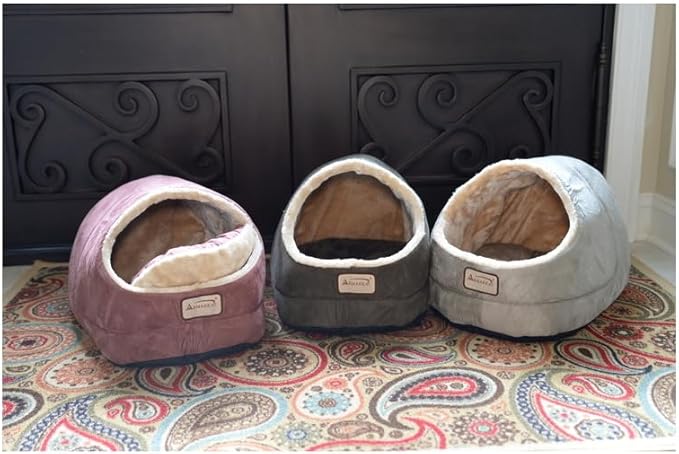 HomeStock Faux Fur Cat Cave Bed - Cozy Pet Hideaway with Waterproof Base & Removable Padding