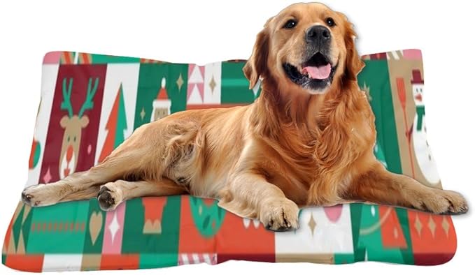Vintage Holiday Collage Dog Sleeping Pad Cat Warming Pad Dog Bed for Backseat Pet Bed Mat Non- Slip Bottom Room Furniture Multi- Scenario Crate Pads Gift Printed 36× 24 Inch