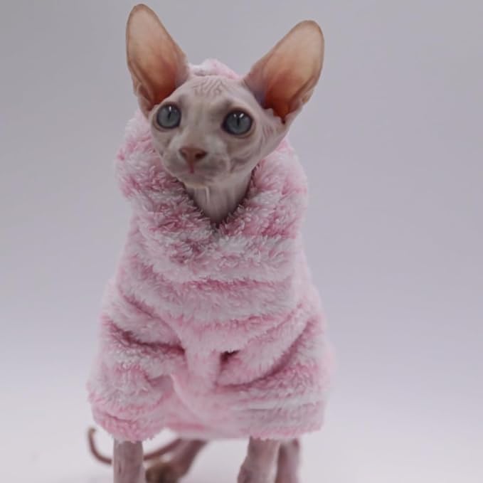 Hairless Cat Clothes Warm Thickness Soft Winter Cat Apparel for Sphynx Cats, Devon Rex Cats, Cornish and Small Cats (Small)