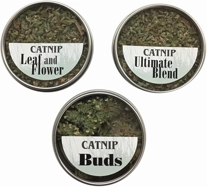 From The Field | Catnip Flight Sampler for Cats | 3 Reusable Tins with USA-Grown Leaf & Flower, Silver Vine Blend, and Catnip Buds | All-Natural Cat Treats for Play & Enrichment