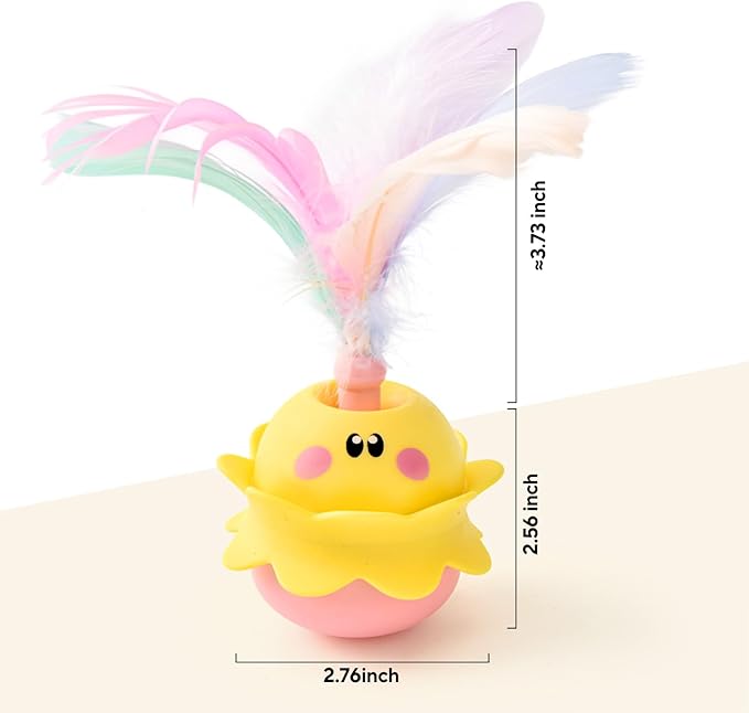 LIFLIX Interactive Automatic Cat Feather Toy, Rotating with LED Light, Rechargeable Electronic Chirping Toys for Indoor Cats, Yellow