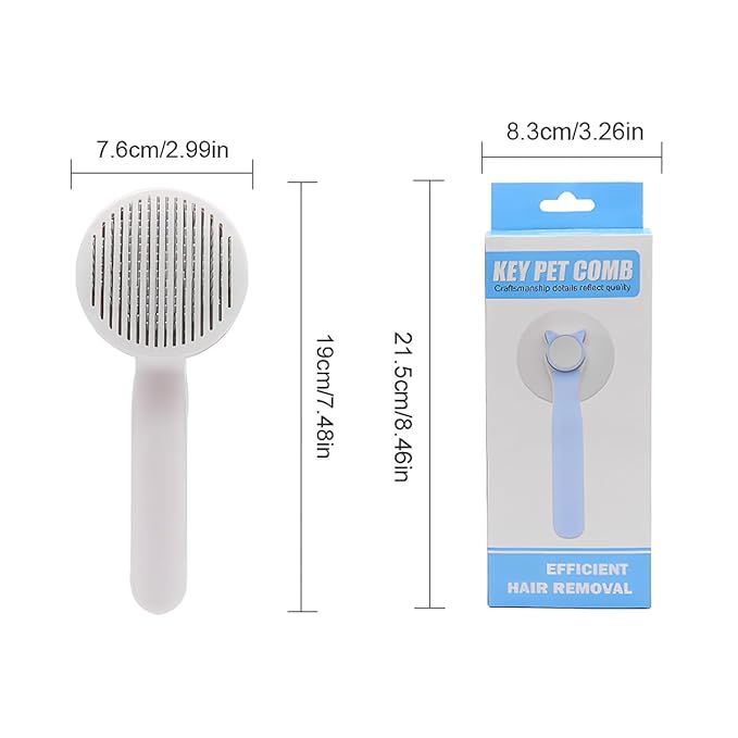 Cat Brush for Shedding, Pet Hair Remover Glove & Flea Comb, Grooming Brush for Long or Short Haired Cats, Kitten & Rabbit Massage Tool, Removes Loose Fur, Indoor Pet Accessories