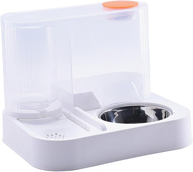 Pet Mealtime Solution: Automatic Feeder and Waterer Combo for Cats and Dogs, with Steel Bowl