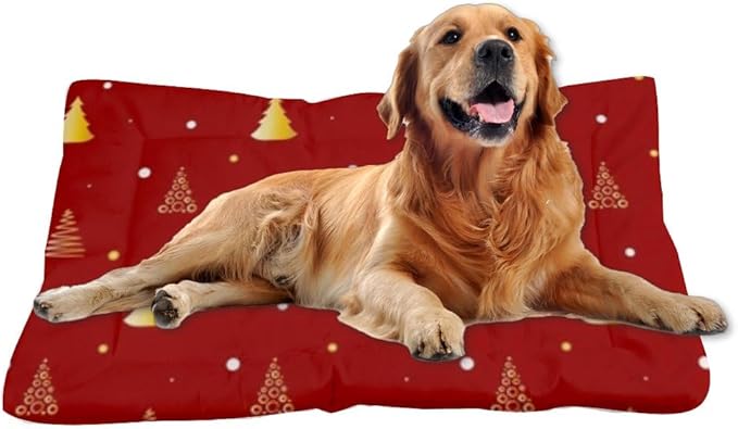Christmas Luxurious Pattern Dog Mats Washable Dog Crate Mat Crate Mat for Dogs Tree Elements Pet Friendly Bed Non- Slip Bottom Supply Multi- Scenario, Multi- Model Cat Bed Gift Printed for Dogs