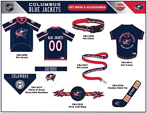 NHL Columbus Blue Jackets Tee Shirt for Dogs & Cats, X-Small. - Are You A Hockey Fan? Let Your Pet Be An NHL Fan Too!