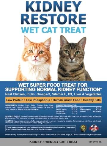 Fresh-Made Kidney Care Wet Cat Treat - Feline Kidney Support Renal Cat Treat - Low Phosphorus & Sodium Support for Cats - Best Feline Food, Feline Renal Support USA Made 16 Ounce
