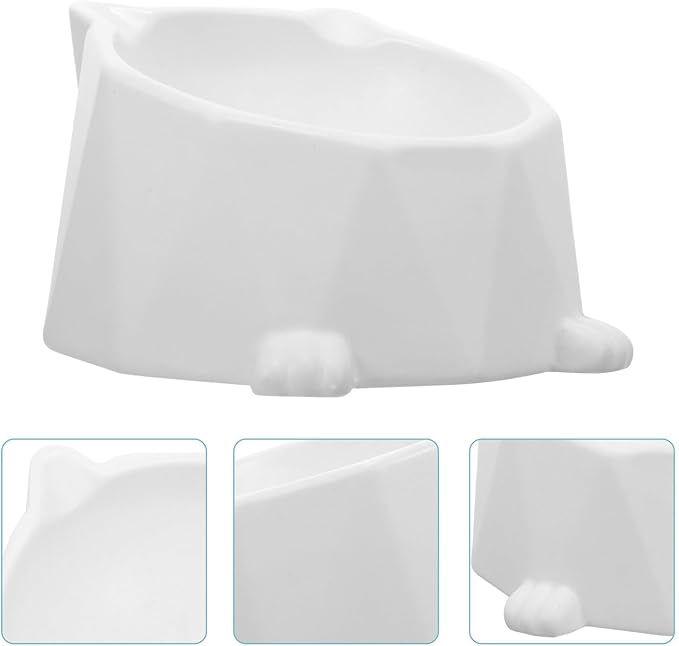 Alipis Ceramic Raised Cat Bowl Elevated Feeding Dish Non-Spill Pet Food Bowl for Daily Use Cats White