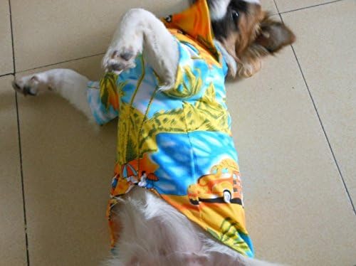 Tangpan Hawaiian Beach Coconut Tree Print Dog Shirt Summer Camp Shirt Clothes (Yellow,S)