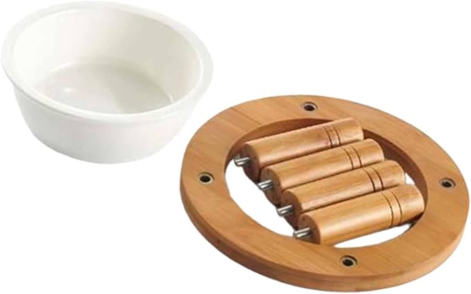 Gralara Elevated Cat Bowl Ceramic Bowl Feeder Whisker Friendly Removable to Wood Stand Suitable for Small Medium, 16.2cmx16.2cmx8.8cm