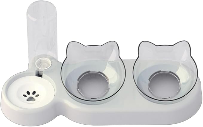 Multiple Purpose Cats and Dogs Double Bowl Automatic Water Feeding System Clear Visible Bowl and Travel