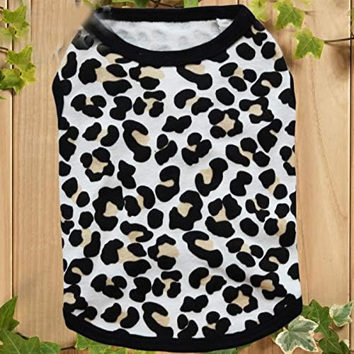 Pet Clothes, Leopard Print T-Shirt Puppy Cat Cotton Vest Clothing Apparel Spring Summer Breathable Sleeveless Harness Costumes for Small Dogs(L, Black)