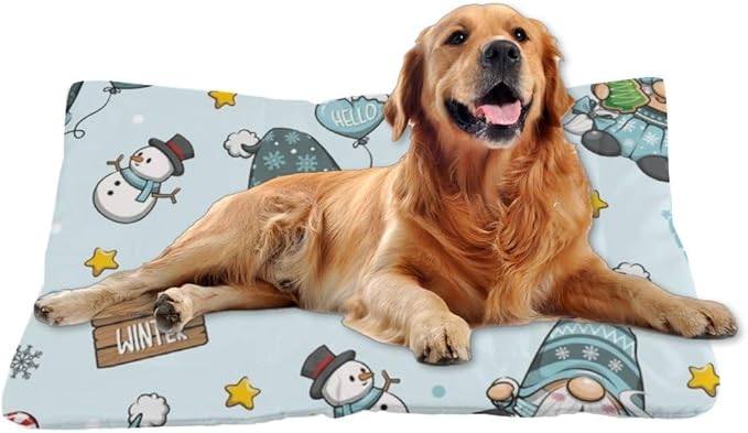 Festive Winter Pattern Print Dog Bed Crate Pad Chew Proof Crate Mat Outdoor Pet Bed Flat Cat Non- Slip Bottom Furniture for Dogs Multi- Scenario Pet Cushion Gift Printed Dog Pads 36×24 Inch