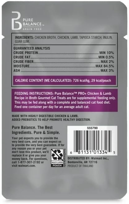 (4 Pack) ~ Pure Balance Pro+ Sensitive Stomach Chicken & Lamb Recipe in Broth, 1.4 Oz